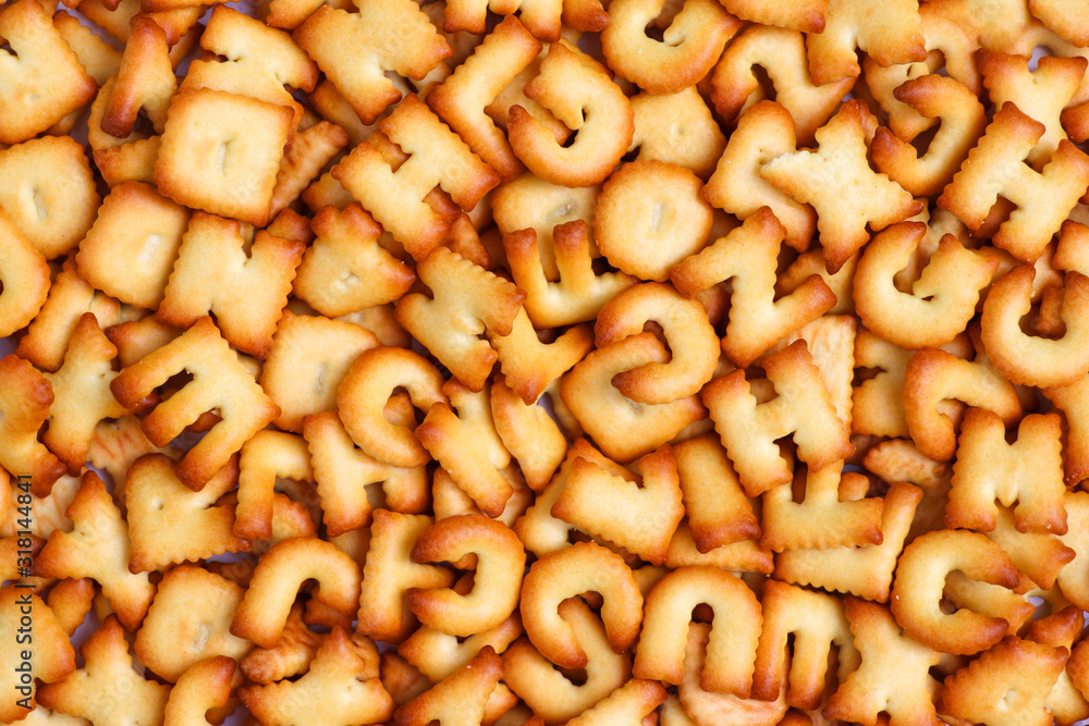 Baked bread in alphabetical shape background. Baked bread in alphabetical shape background.