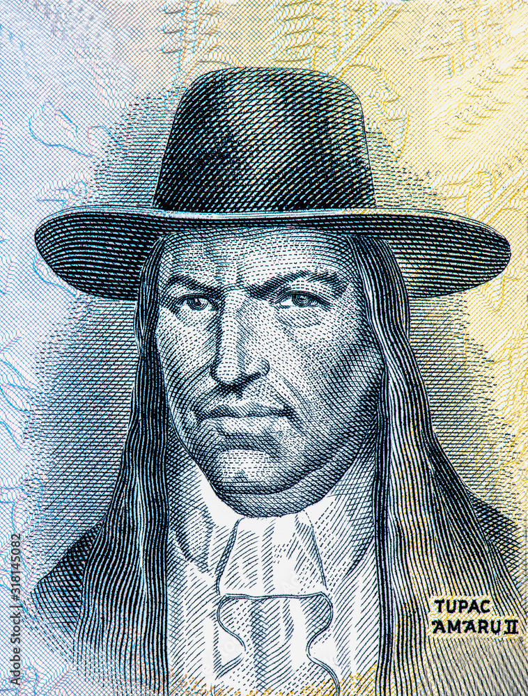 Tupac Amaru II. portrait from Peru banknote. Blacksmiths. Peruvian ...