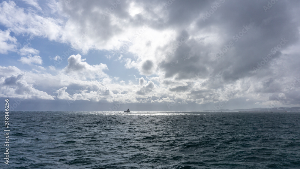 beautiful sea view and clouds take on ship