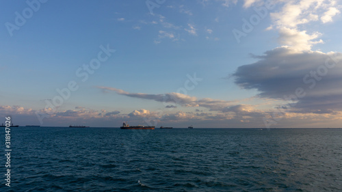 beautiful sea view and clouds take on ship