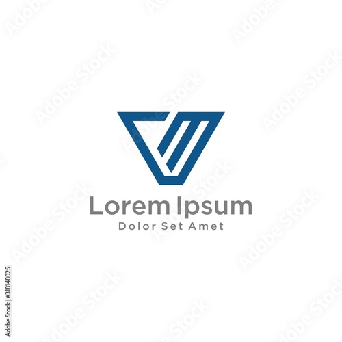 VM initial letter logo design template vector