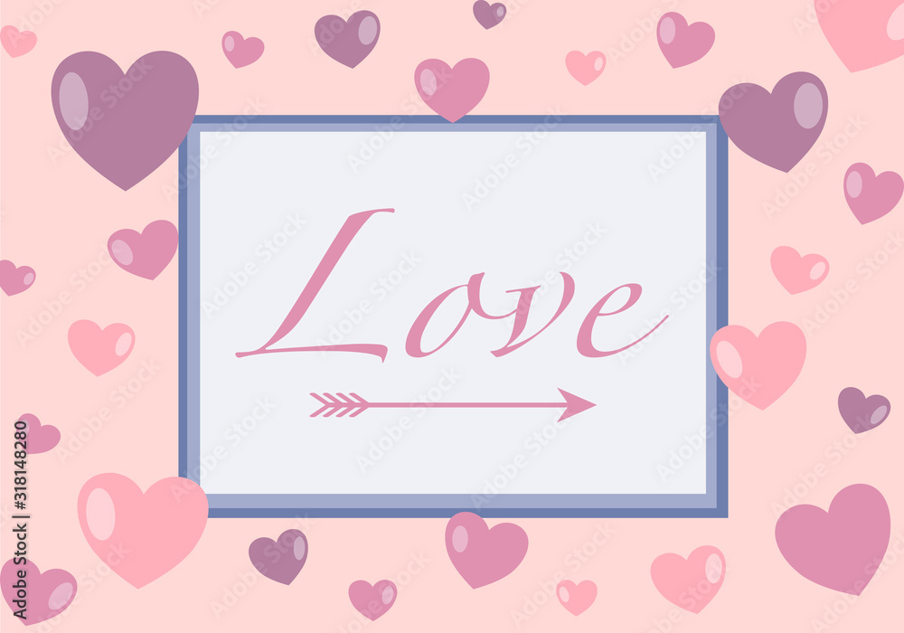 Love and Valentine’s Day card massage on paper -vector illustration concept.
