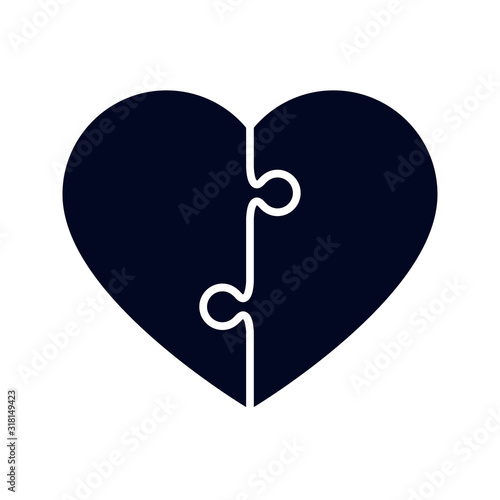 Love Heart Puzzle Pieces Making A Whole Love Heart Vector Illustration