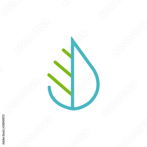 water drop and leaf logo design illustrator vector