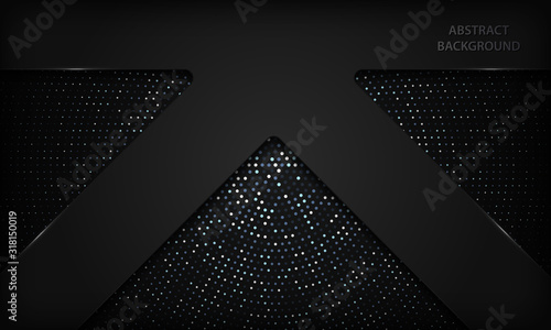 Wallpaper Mural Abstract luxury black background overlap layer on dark space with silver glitters dots element decoration. Modern diagonal corporate technology design template. Torontodigital.ca