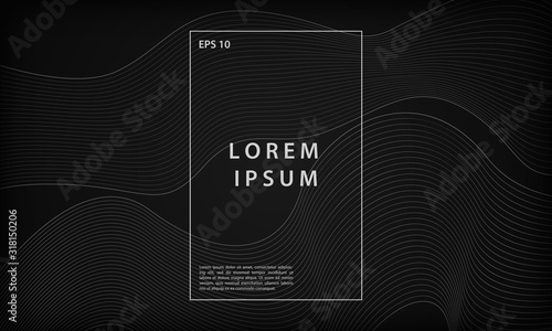 Abstract black minimal wavy geometric line background. Modern curve stripe design template.