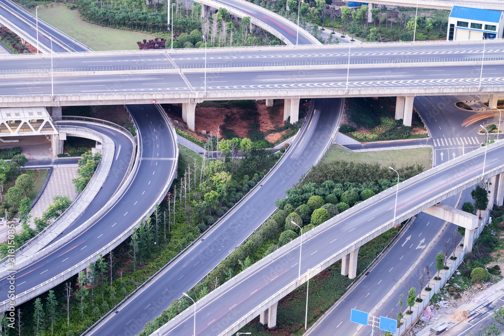 city highway interchange in shanghai on traffic rush hour city highway interchange in shanghai on traffic rush hour