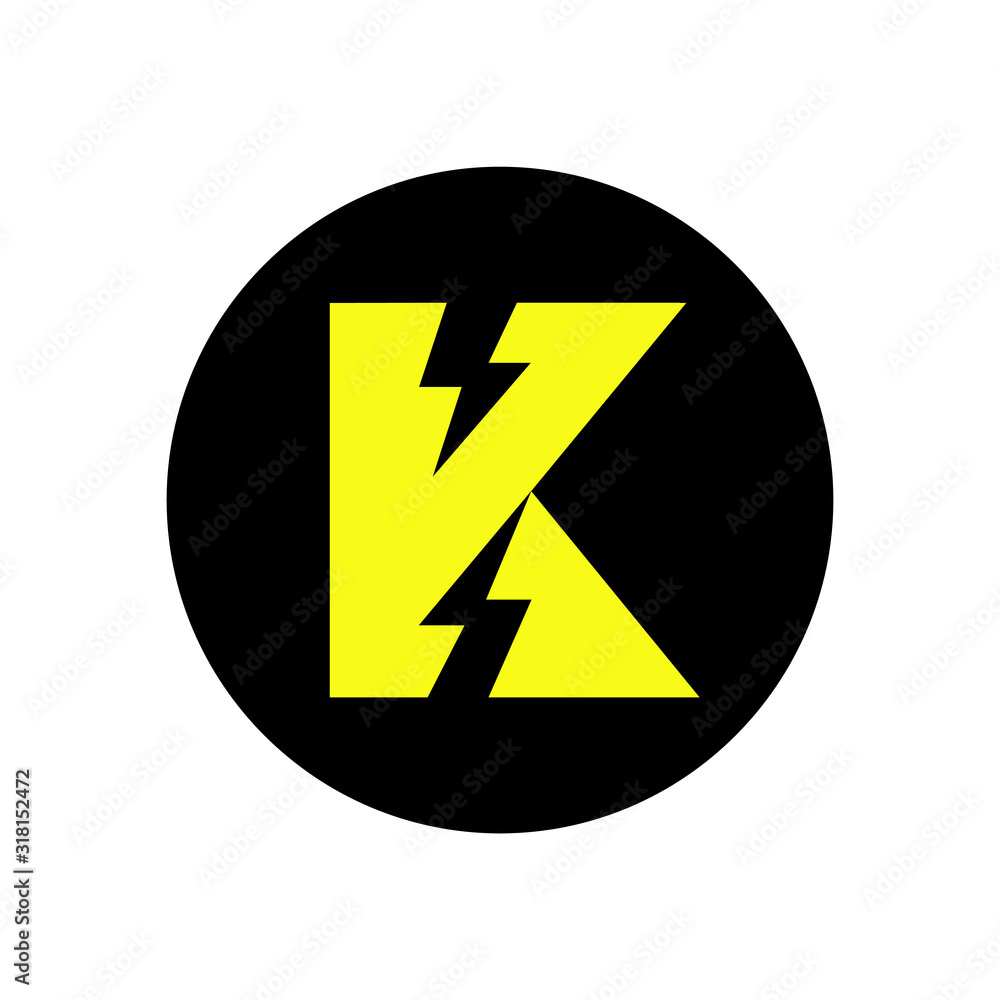 K letter logo initial lightning bolts emblem K letter logo initial lightning bolts emblem