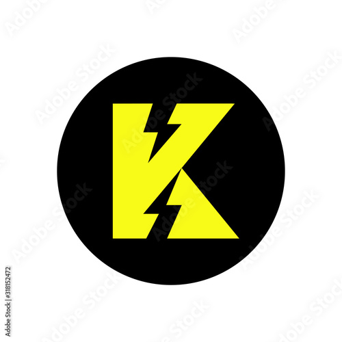 Free Download  K letter logo initial lightning bolts emblem - GFXLoad