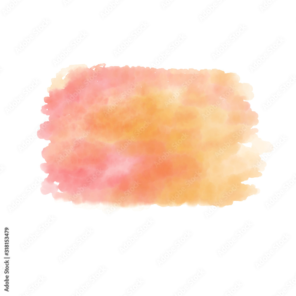 Red pink orange watercolor isolated on white background