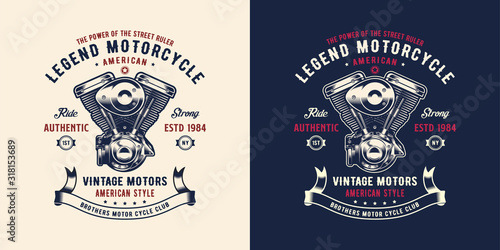 Illustration Double Piston Engine for shirt / apparel logo design inspiration.