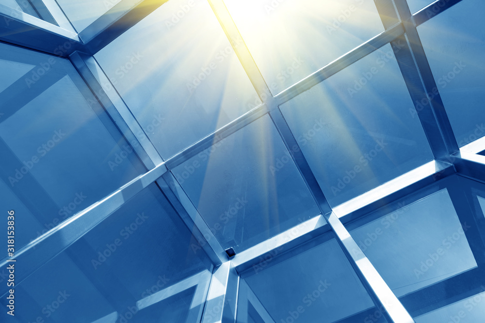 Transparent glass roof of a modern building Transparent glass roof of a modern building