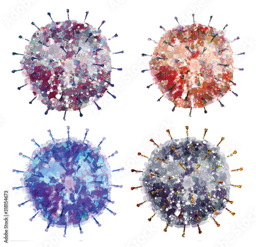 Detailed-colored MERS, SARS, 2019 novel coronavirus (2019-nCoV)  pneumonia