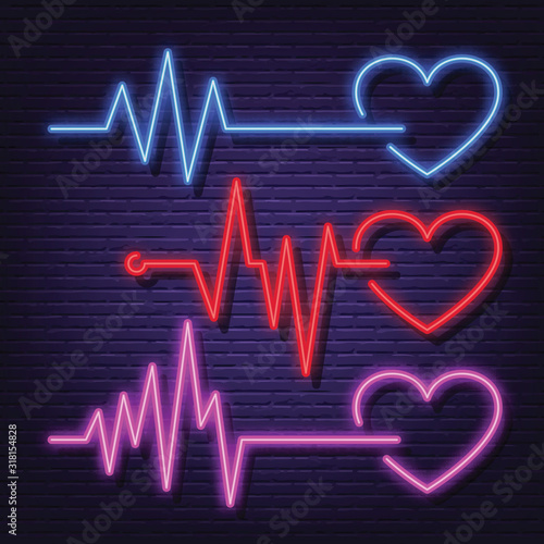 heart pulse rate neon signboard