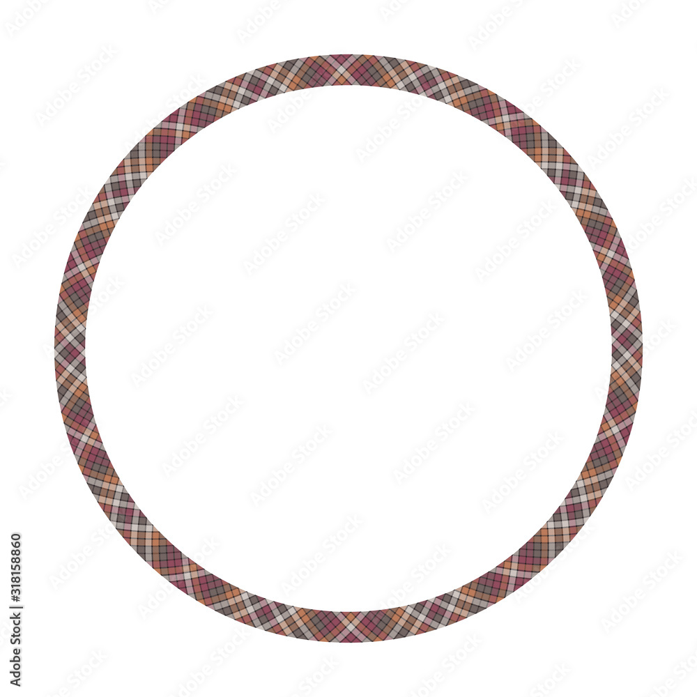 Circle borders and frames vector. Round border pattern geometric vintage frame design. Scottish tartan plaid fabric texture. Template for gift card, collage, scrapbook or photo album and portrait.. Circle borders and frames vector. Round border pattern geometric vintage frame design. Scottish tartan plaid fabric texture. Template for gift card, collage, scrapbook or photo album and portrait..