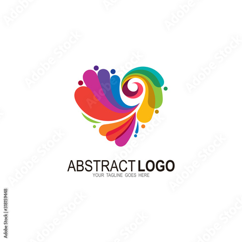 Heart logo design abstract, Colorful icon template