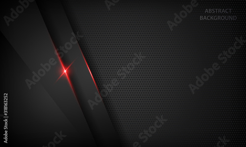 Black abstract overlap background. Texture with red metallic effect. Modern technology design template.
