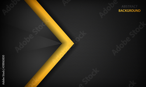 Black and yellow overlap background. Texture with dark metal pattern. Modern overlap dimension vector design.