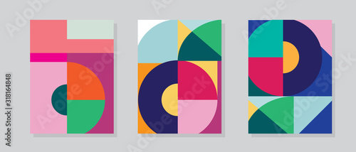 Abstract vector layout background set with pop art color. Creative Abstract geometric patterns. Applicable for Covers, Voucher, Posters, Flyers and Banner Designs