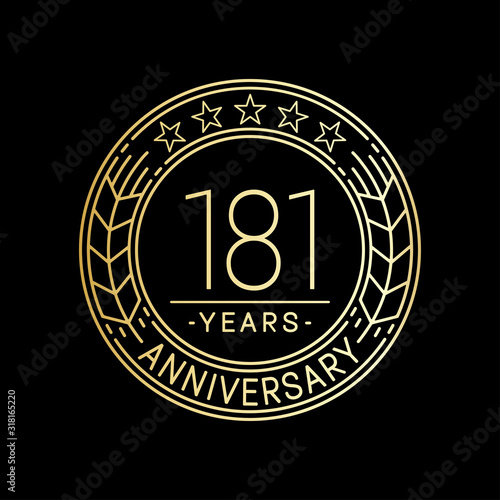 181 years anniversary logo template. 181st line art vector and illustration.