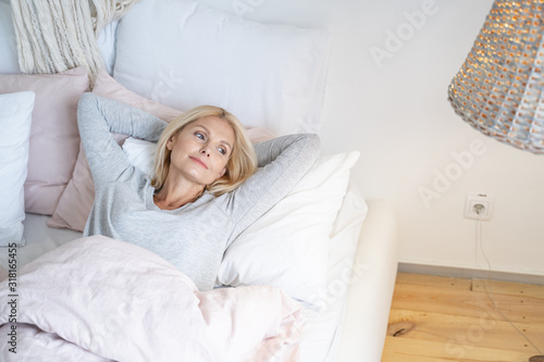Waking up and thinking about the new day stock photo