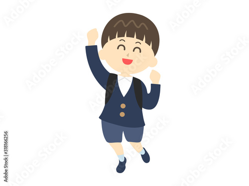 喜ぶ小学生の男の子