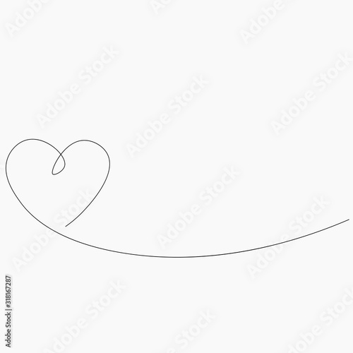 Valentines day card continuous line drawing. Vector illustration