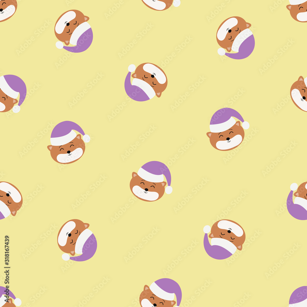 Seamless pattern with a sleeping bear. Vector illustration.