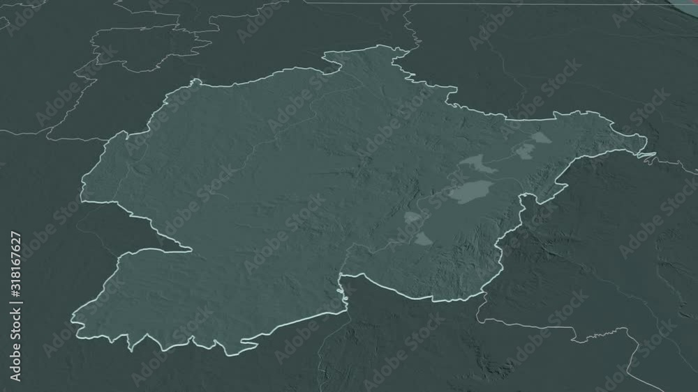 Haut-Lomami, province with its capital, zoomed and extruded on the administrative map of Congo Kinshasa in the conformal Stereographic projection. Animation 3D Haut-Lomami, province with its capital, zoomed and extruded on the administrative map of Congo Kinshasa in the conformal Stereographic projection. Animation 3D