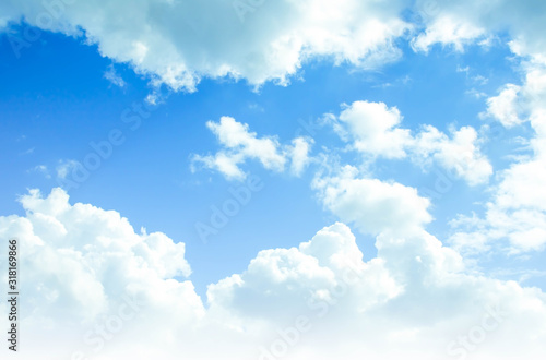 Blue sky background and white clouds in the air.