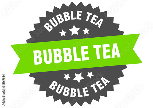 bubble tea sign. bubble tea circular band label. round bubble tea sticker