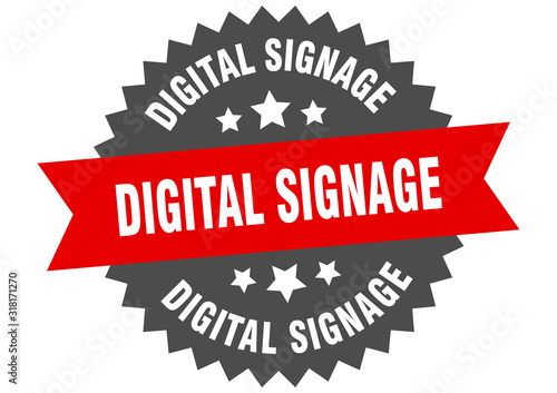 digital signage sign. digital signage circular band label. round digital signage sticker