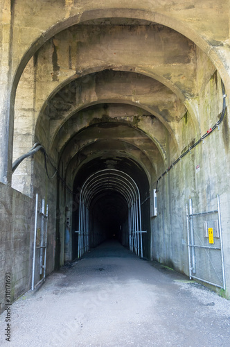 The West Entrance of the Snoqualmie Tunnel on the Iron Horse Trail Near Snoqualmie Pass, Washington, USA
