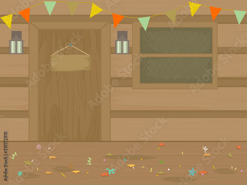 Party Cabin Theme Buntings Background Illustration