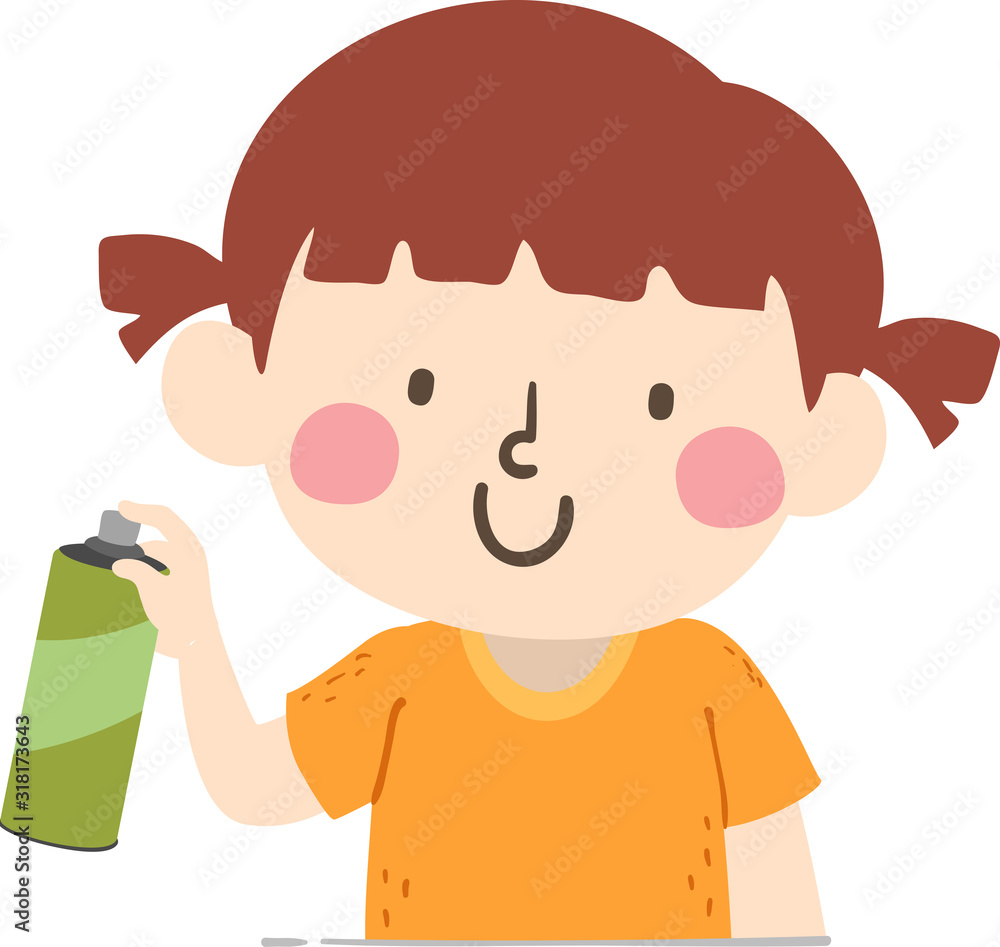 Kid Girl Hold Spray Can Container Quantities