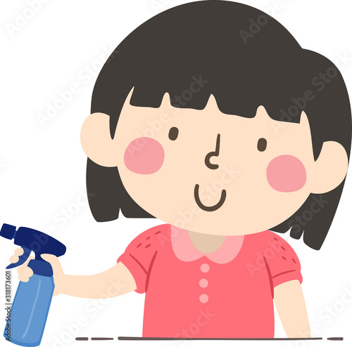 Kid Girl Hold Spray Bottle ...