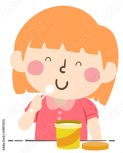 Kid Girl Tub Container Quantities Illustration