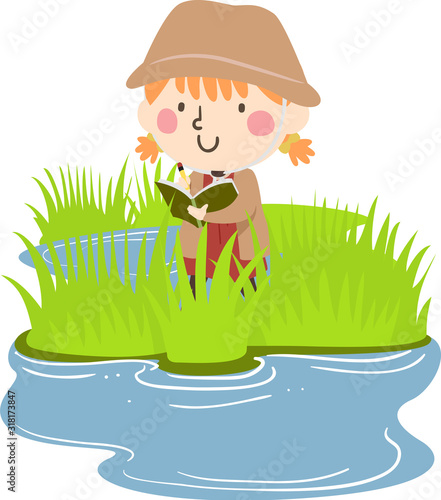 Kid Girl Wetland Explore Ob...