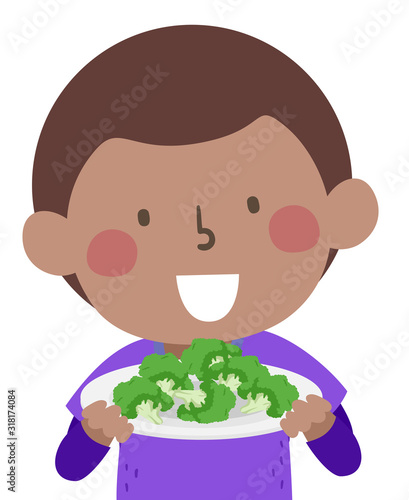 Kid African Boy Broccoli Su...