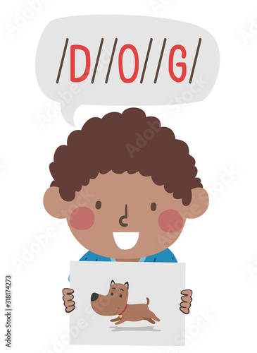 Kid Boy Black Segment Word Illustration