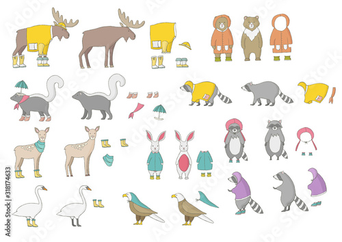 illustration animals party modern pot bicycle leaf flower plant balloon coon moose bear social media