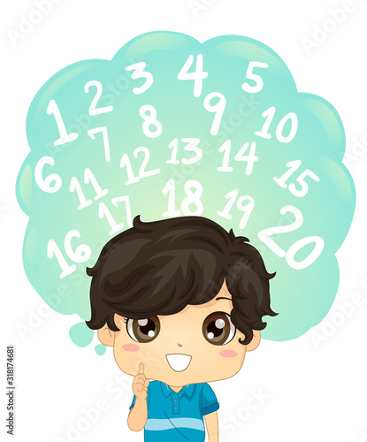 Kid Boy Identify Number One to Twenty Illustration