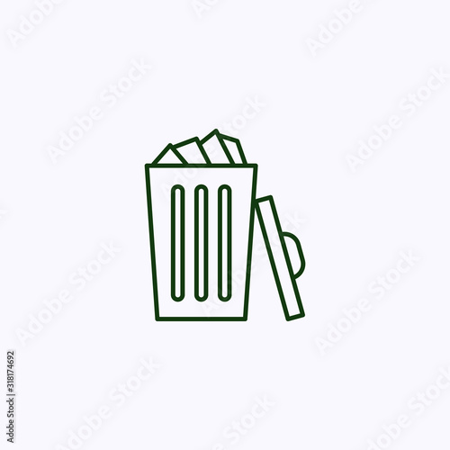 Trash can icon with open cap