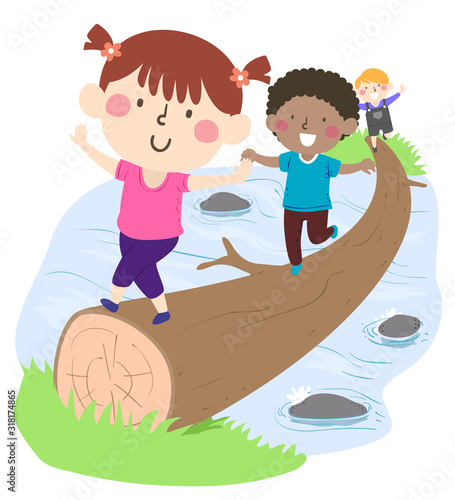 Kids Across Stream Tree Tru...