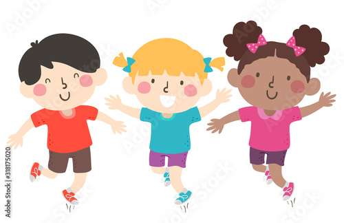 Kids Hop On Your Left Foot Illustration