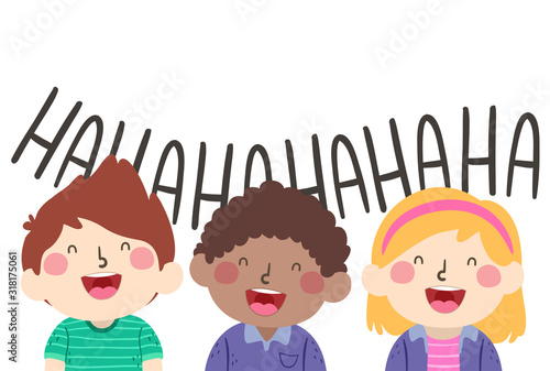 Kids Laughing Friends Illustration