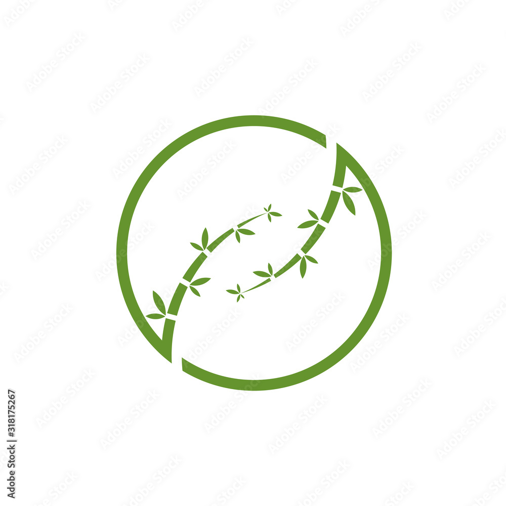 Bamboo logo template. Green bamboo trees vector design. Bamboo stem logotype Bamboo logo template. Green bamboo trees vector design. Bamboo stem logotype