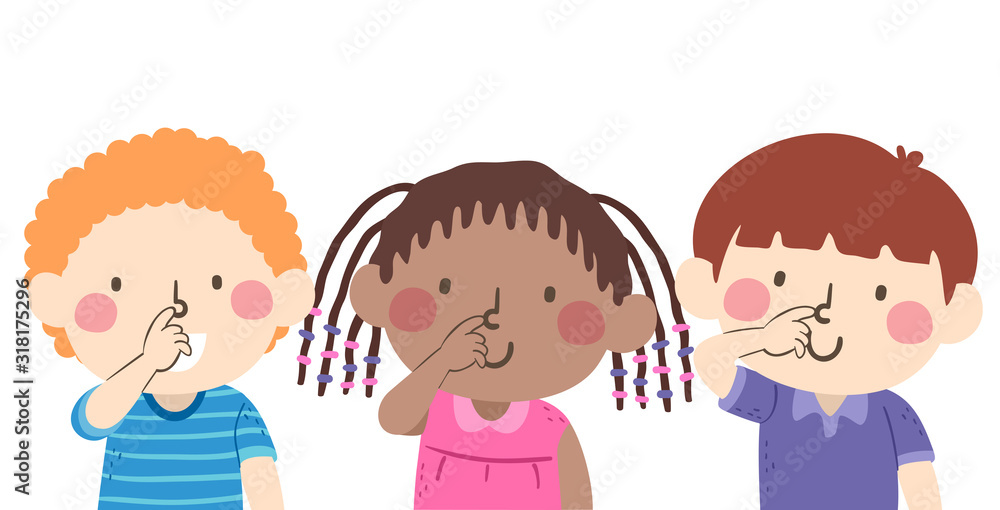 Kids Touch Your Nose Illustration Kids Touch Your Nose Illustration