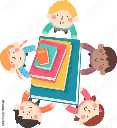Kids Carry Big Books Illust...