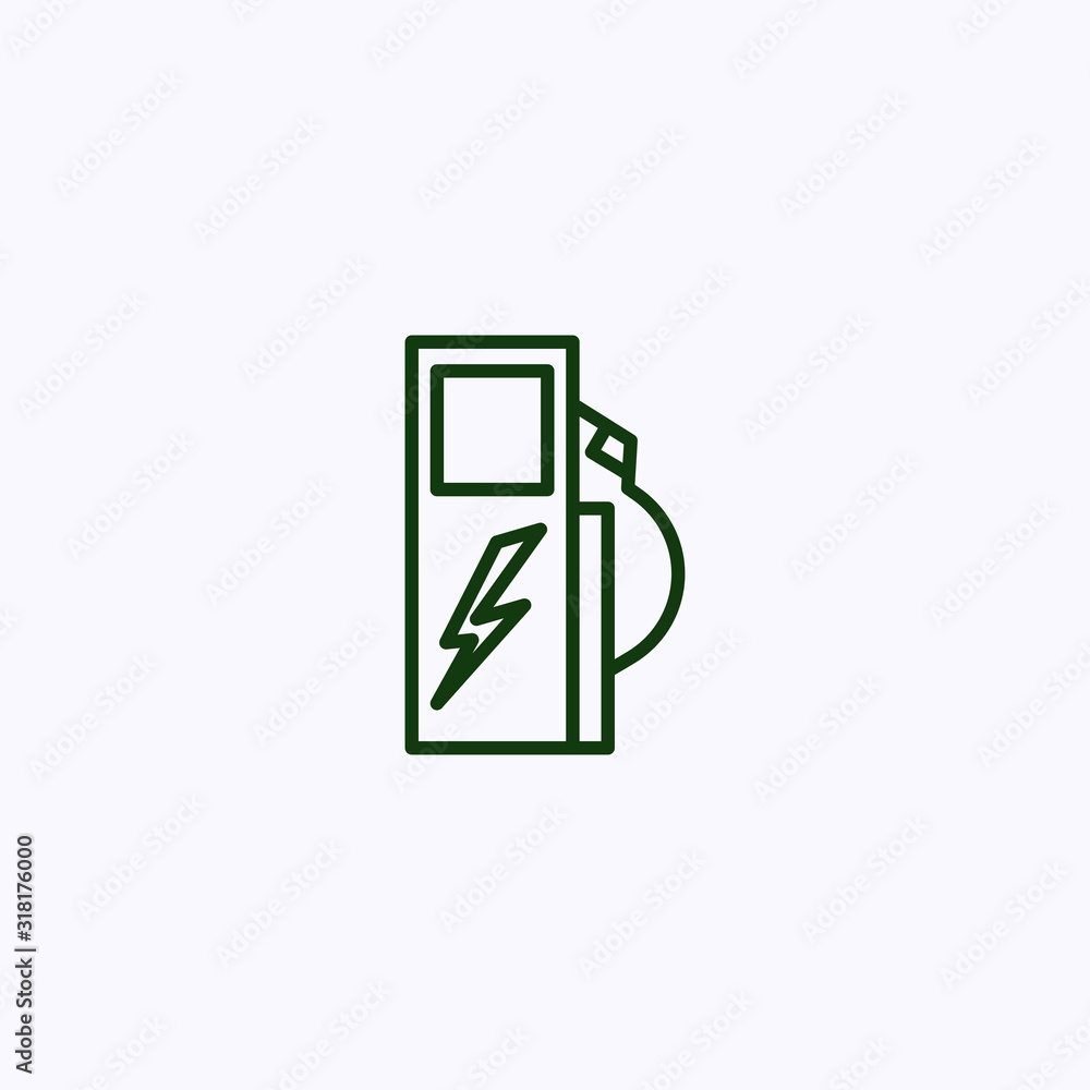 Gas station icon with electric charge symbol Gas station icon with electric charge symbol